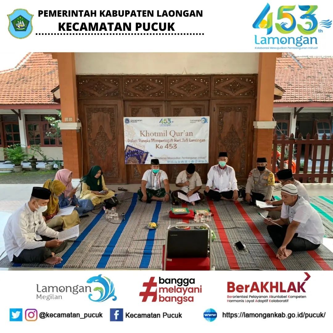 Khotmil Qur'an dalam rangka memperingati Hari Jadi Lamongan Ke 453
Di Pendopo Kecamatan Pucuk
Senin, 23/05/2022